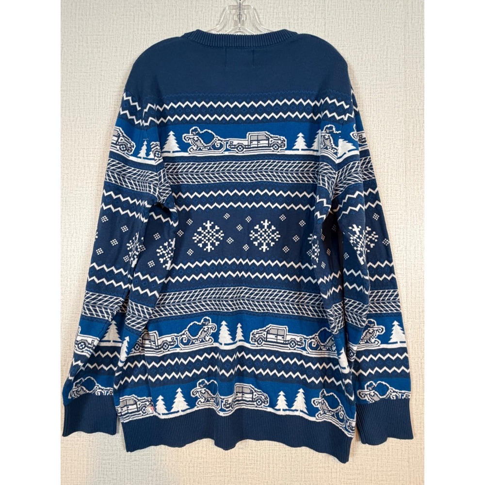 Ford Mens XL Blue Dadcore‎ Gorpcore America Ugly Christmas Sweater Truck Graphic